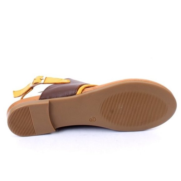 WOz 3015a Brown Leather Open-Toe Slides Sandals Shoes - Picture 8 of 8